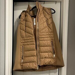 Michael Kors Tan Quilted Vest with Gold Accents